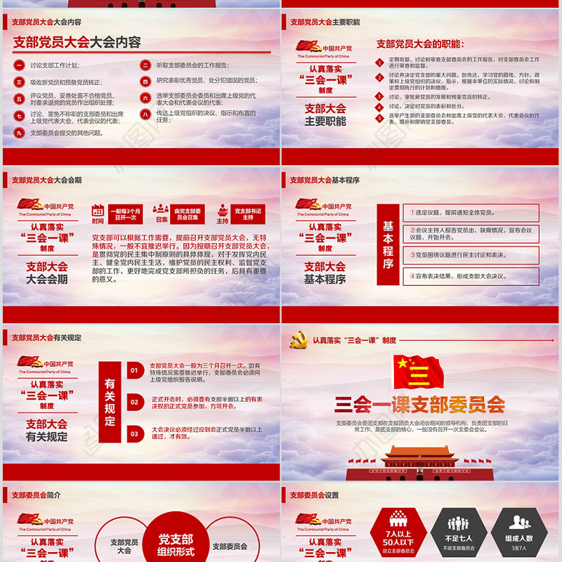 基层党支部党建工作三会一课党课党政PPT