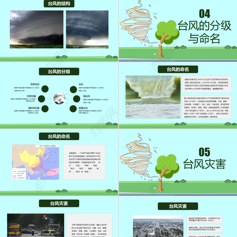 原创防御台风防汛抗洪知识教育讲座PPT模板-版权可商用