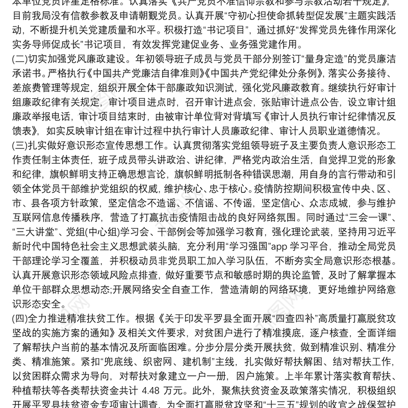 县审计局关于20xx年上半年工作总结暨下半年工作思路