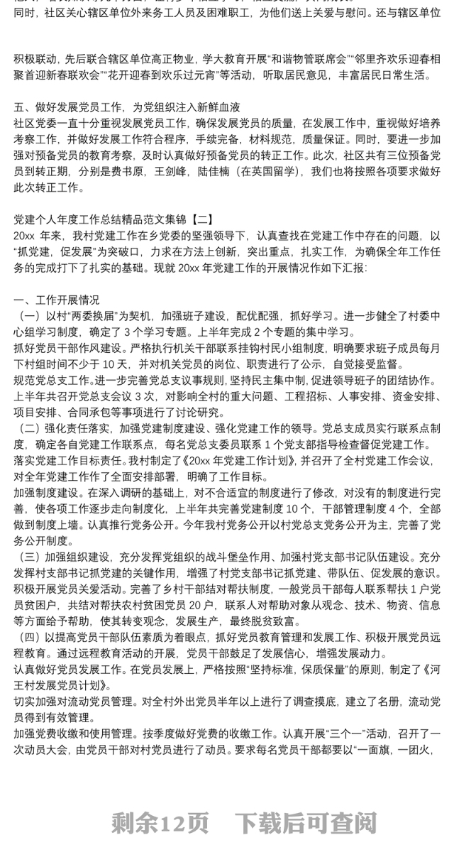 党建个人年度工作总结精品范文集锦