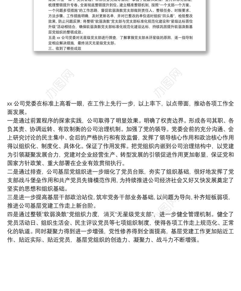 国企单位公司党委巡察问题整顿总结报告