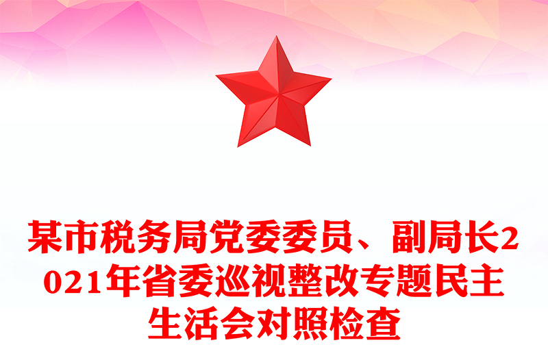 某市税务局党委委员、副局长2021年省委巡视整改专题民主生活会对照检查
