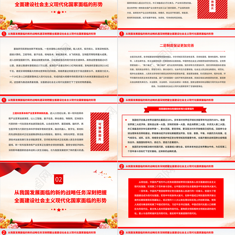 2022深刻把握全面建设社会主义现代化国家面临的形势PPT党政精美风党员干部学习教育专题党课党建课件