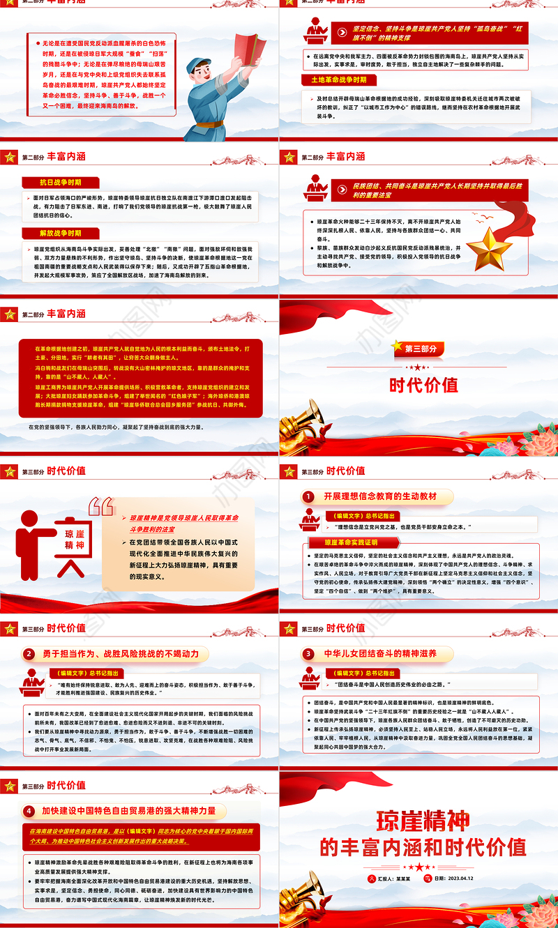 琼崖精神的丰富内涵和时代价值PPT党政风党政部门党史知识学习专题课件模板