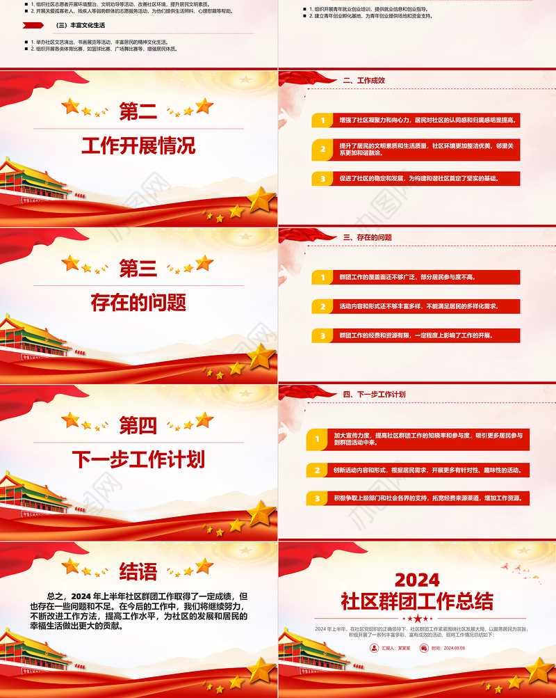 年中社区群团工作总结PPT模板课件
