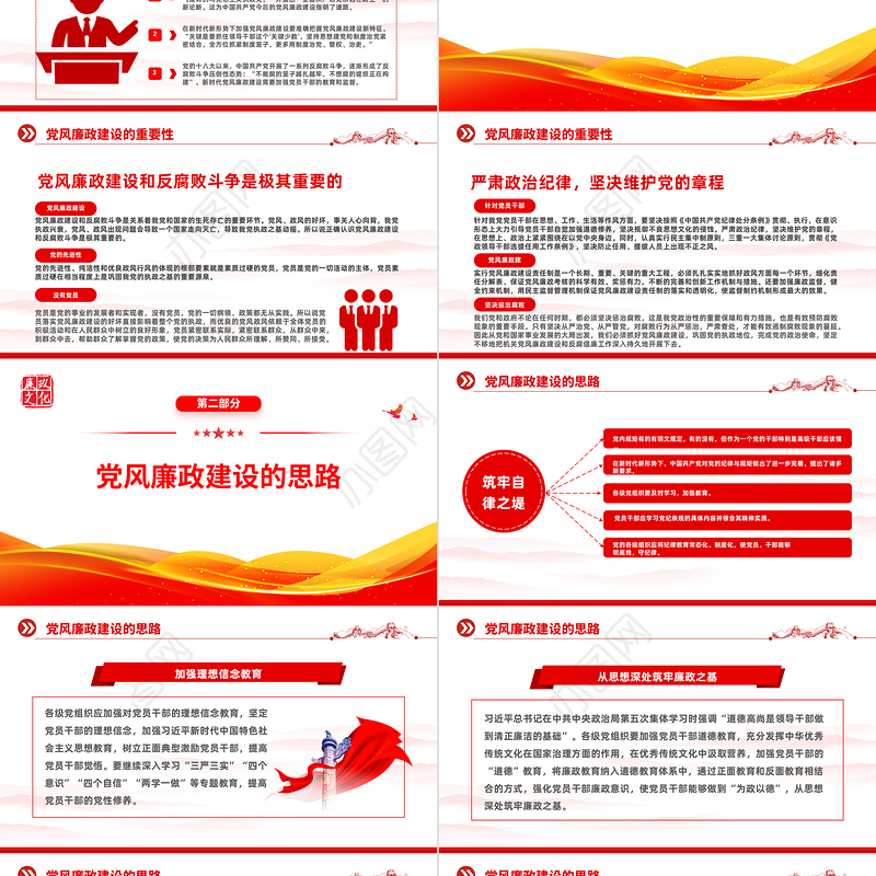 2023党风廉政建设廉洁党课PPT简洁党政风反腐倡廉党风廉洁教育专题党课课件模板下载模板