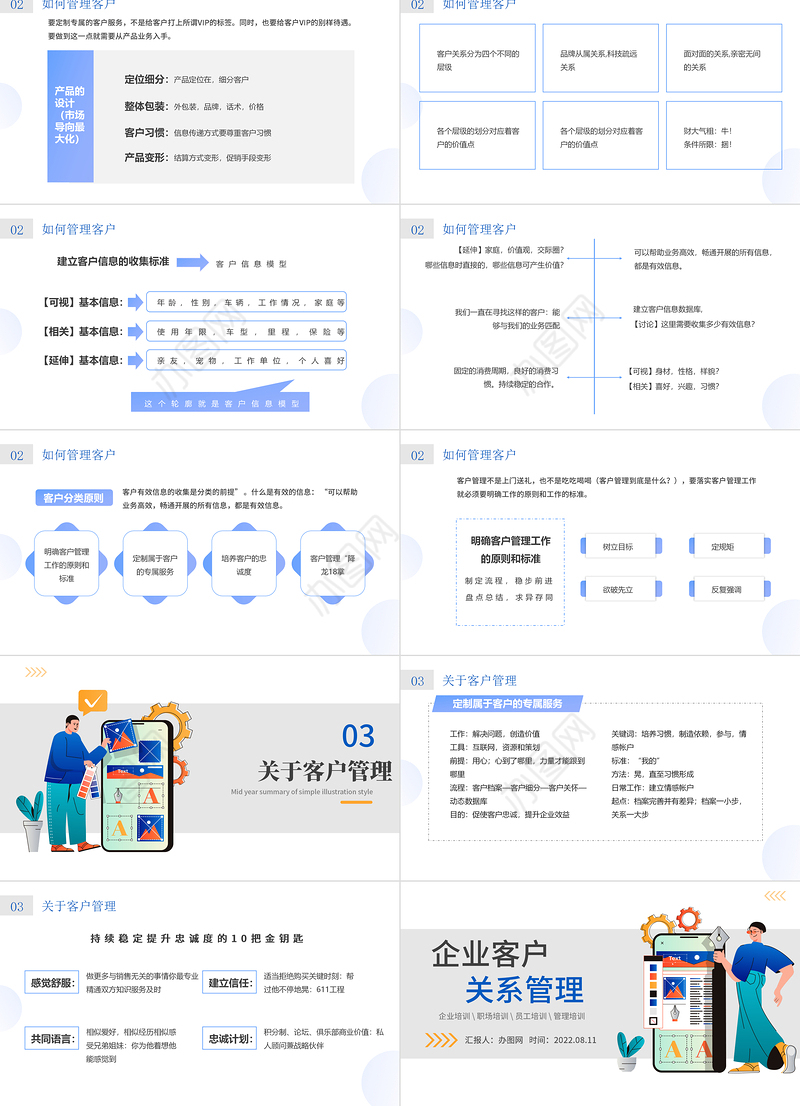 2022企业客户关系管理PPT简约风企业员工管理职场培训课件模板