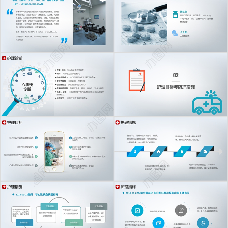 简约大气急性心梗护理查房PPT