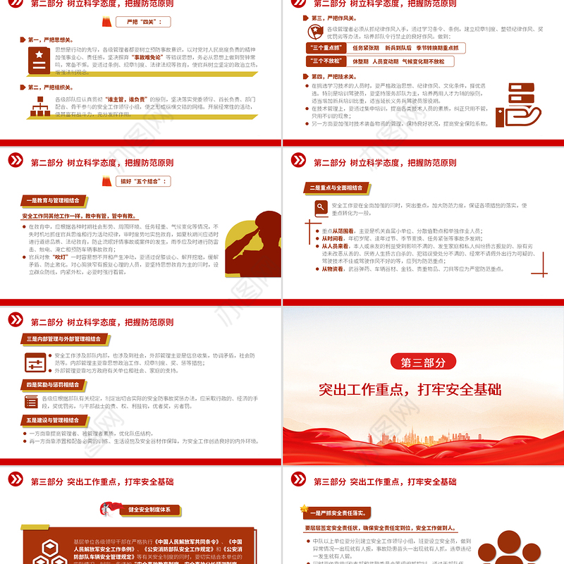 2021消防安全建设PPT红色简洁坚持预防减少事故做好安全工作消防队伍安全建设党建授课课件