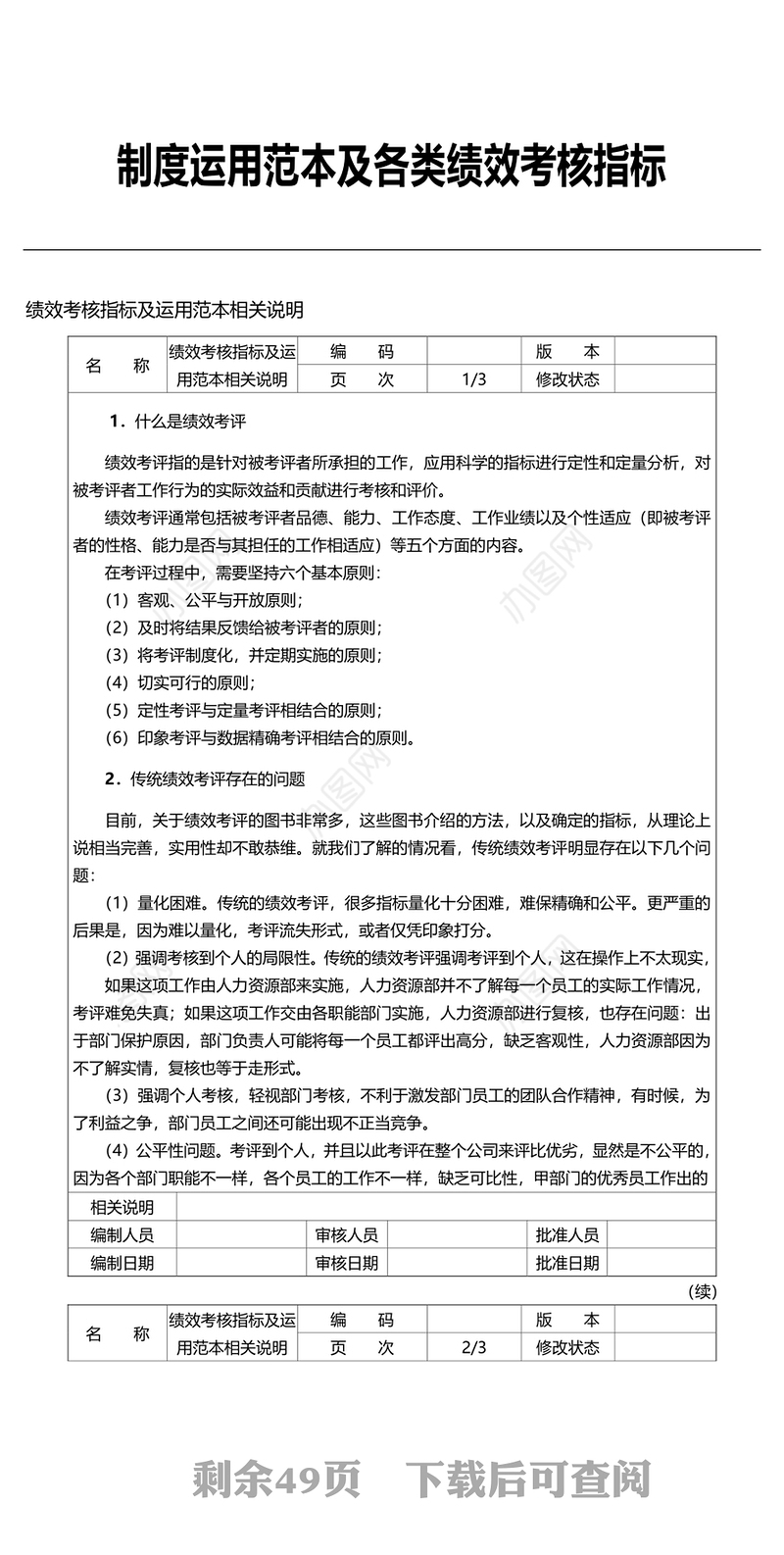 人力资源全案-年度制度运用范本及各类绩效考核指标