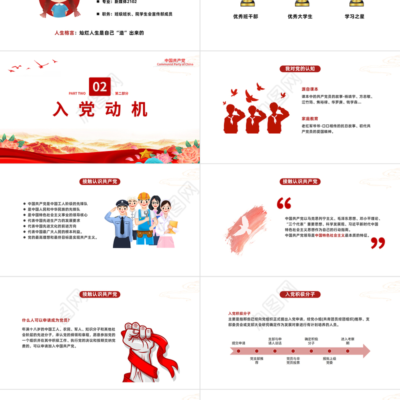 2022入党积极分子竞选PPT入党积极分子自我介绍专题课件模板下载