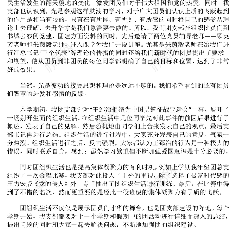 中学团支部工作总结