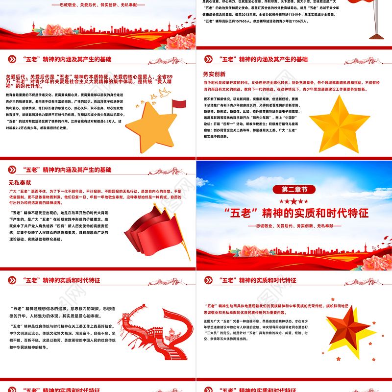 2023弘扬五老精神PPT红色简约风深入学习五老精神的内涵实质和时代特征专题党课课件模板下载