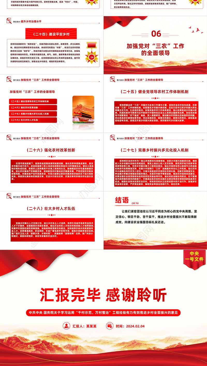 2024中央一号文件关于学习运用千村示范万村整治工程经验有力有效推进乡村全面振兴的意见党课PPT课件