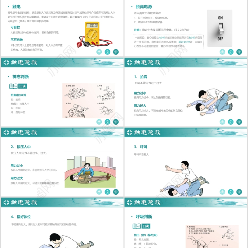 常见急救知识PPT模板医疗课程资源实践考核内容培训课件