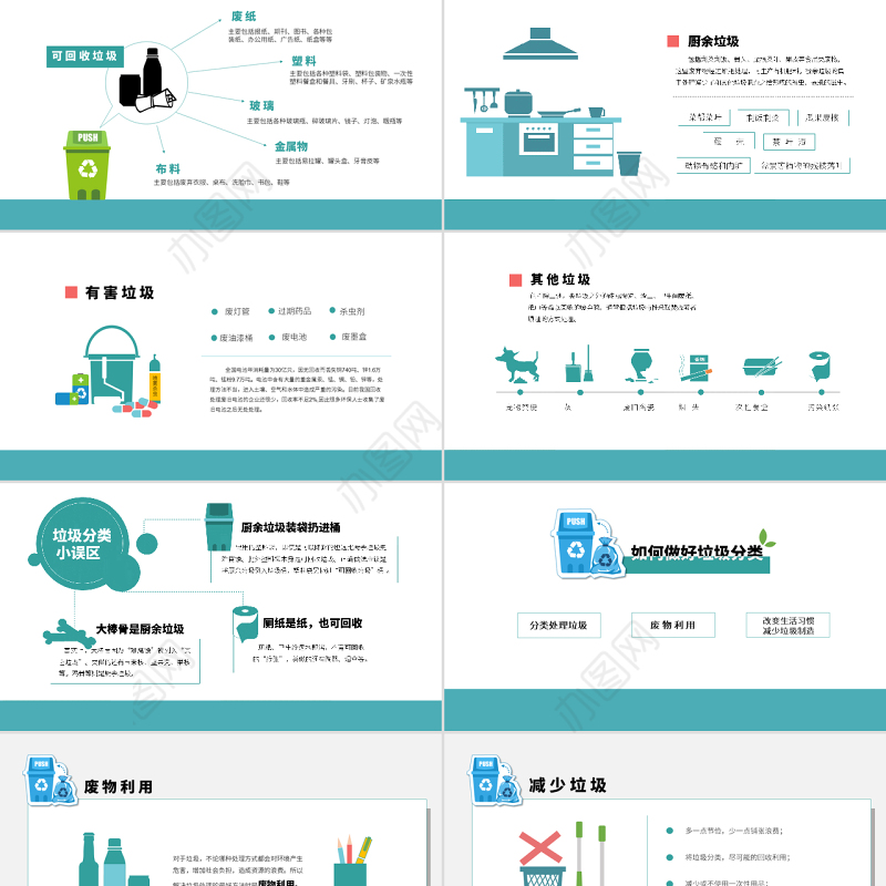 原创中小学保护环境垃圾分类宣传教育PPT模板-版权可商用