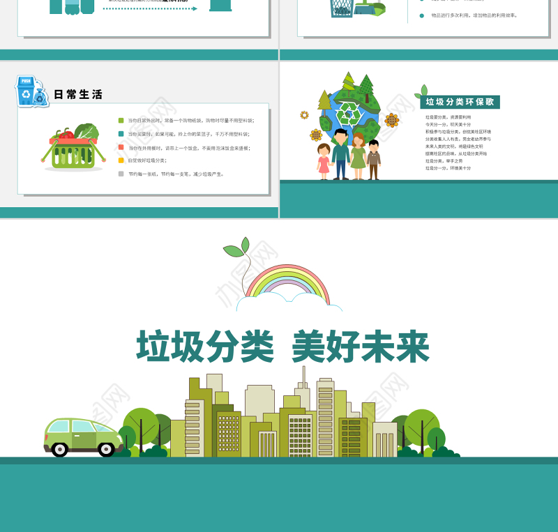 原创中小学保护环境垃圾分类宣传教育PPT模板-版权可商用