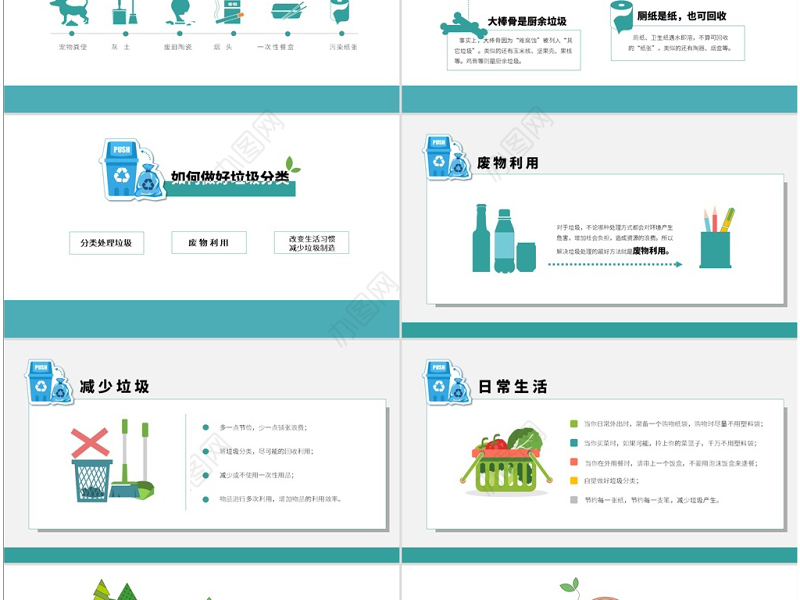 原创中小学保护环境垃圾分类宣传教育PPT模板-版权可商用