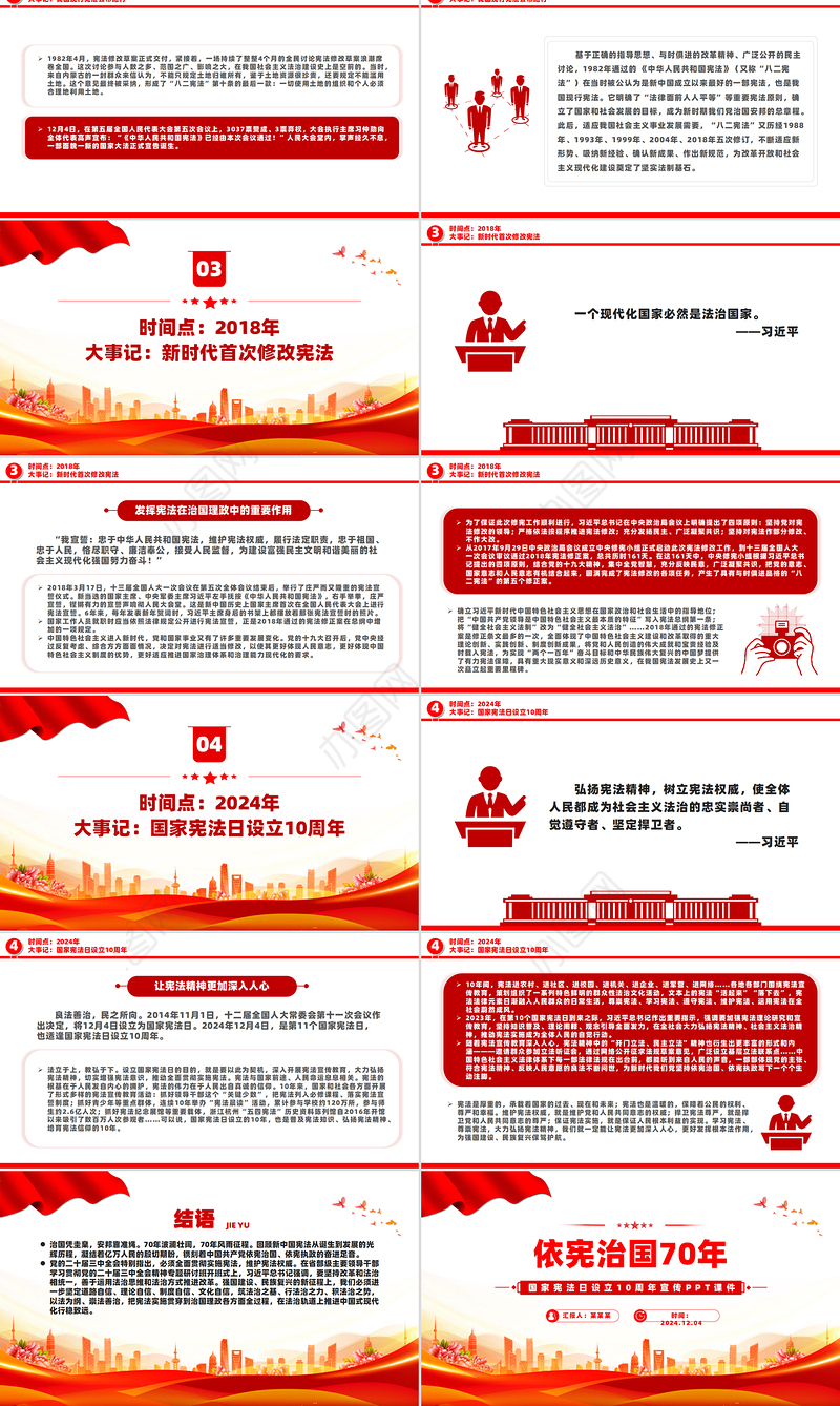 2024依宪治国70年PPT党政风国家宪法日设立10周年课件下载