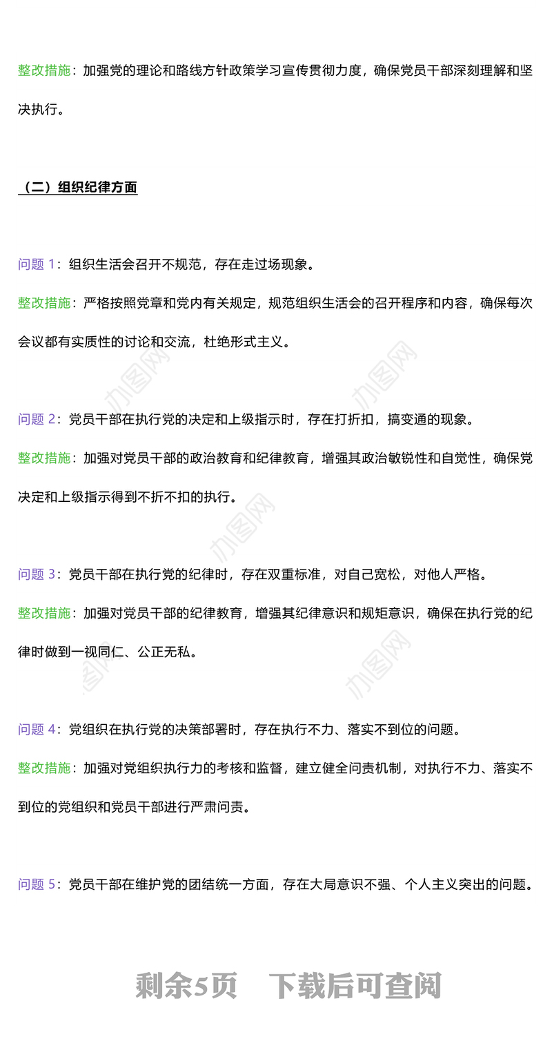 六大纪律方面存在的问题及整改措施整改问题清单PPT创意简洁党纪学习教育课件(讲稿)