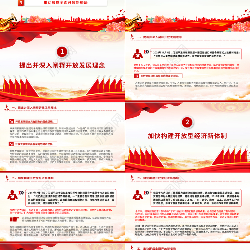 2024开放发展理念PPT党政风新时代我国开放发展的理论创新课件