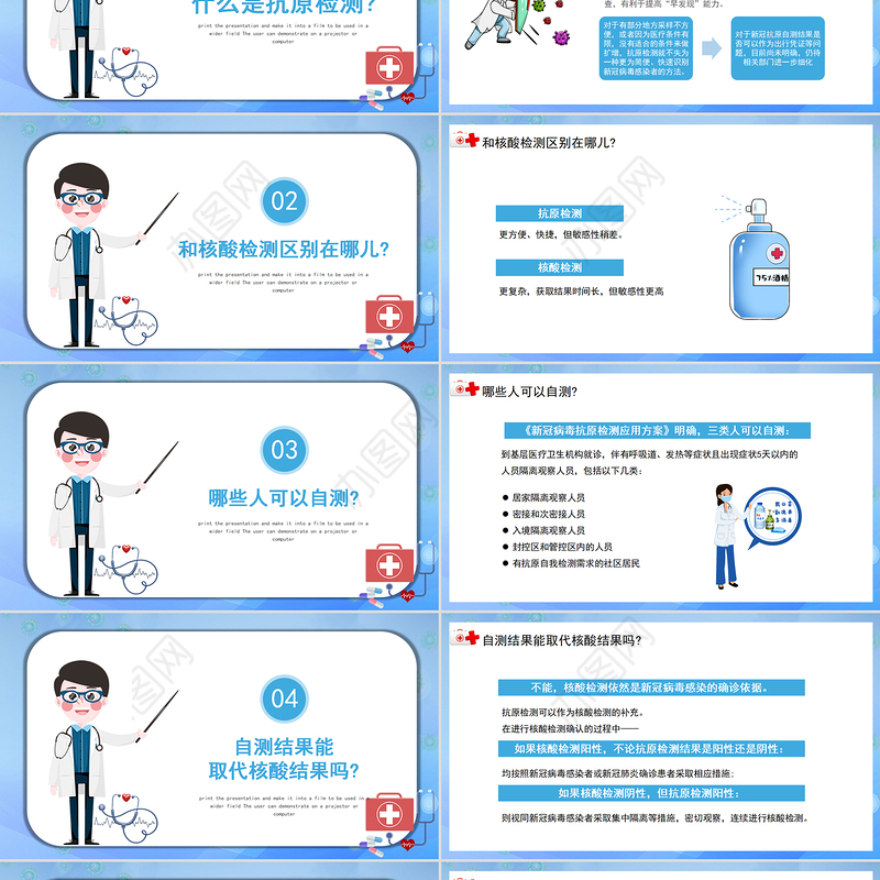 2022居民自测新冠病毒抗原操作流程PPT清新简约风医疗医学通用PPT模板