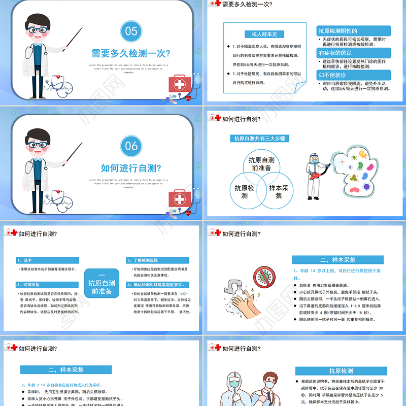 2022居民自测新冠病毒抗原操作流程PPT清新简约风医疗医学通用PPT模板