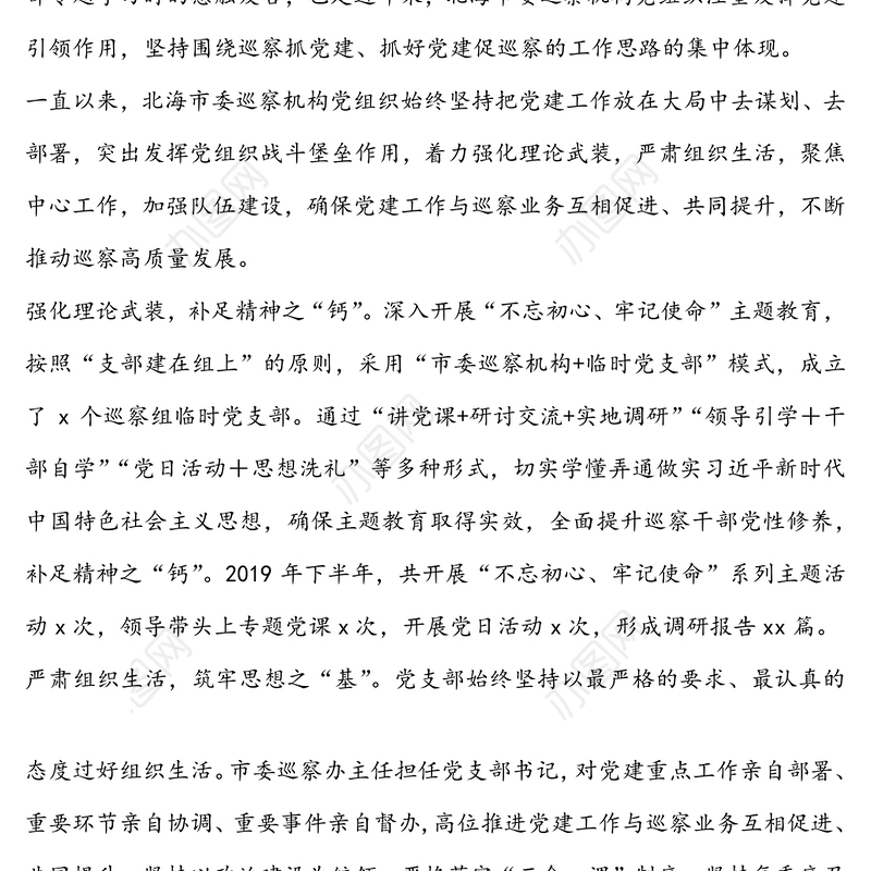 高质量党建引领高质量巡察-巡察总结