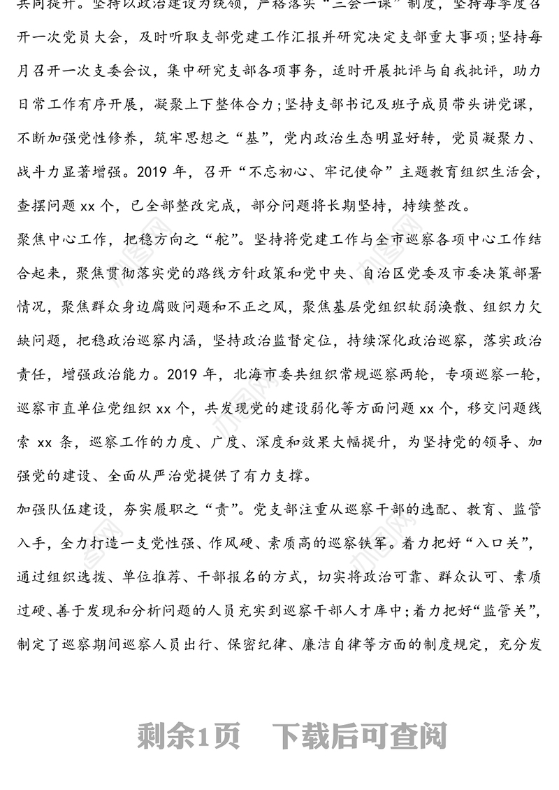 高质量党建引领高质量巡察-巡察总结