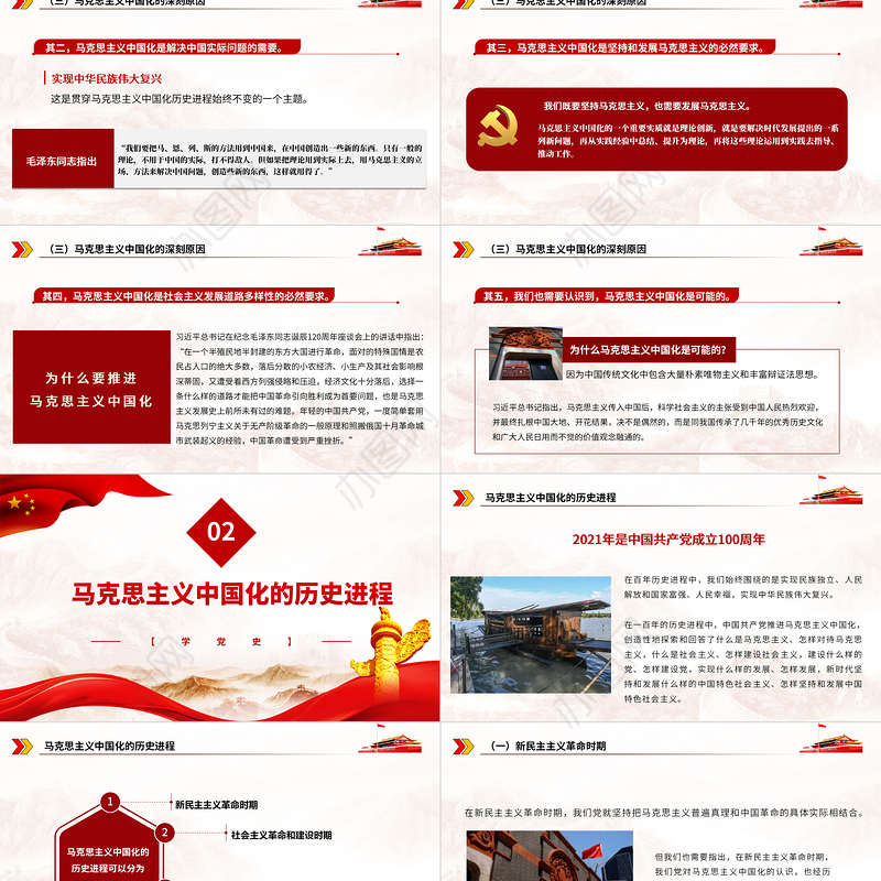 2021马克思主义中国化的百年历程PPT增强自觉贯彻落实党的创新理论的坚定性党建专题党课下载