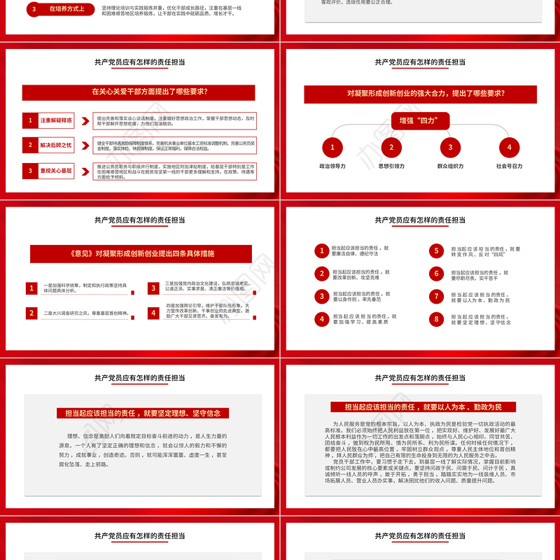 2021心怀责任敢于担当PPT红色质感党员干部全心全意为人民服务做合格党员责任担当党课