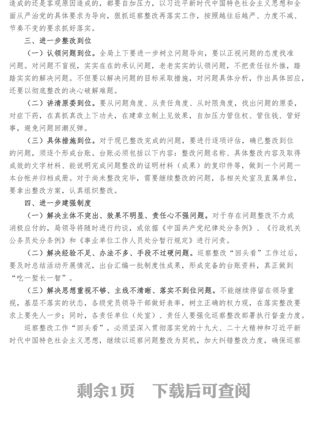 市局党组巡察整改回头看工作总结