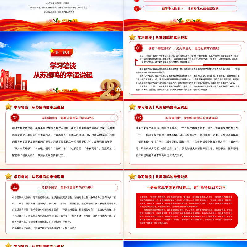 2022《实现中国梦需要依靠青年也能成就青年》简约党政风学习《论党的青年工作》学习辅读系列专题党课党建课件