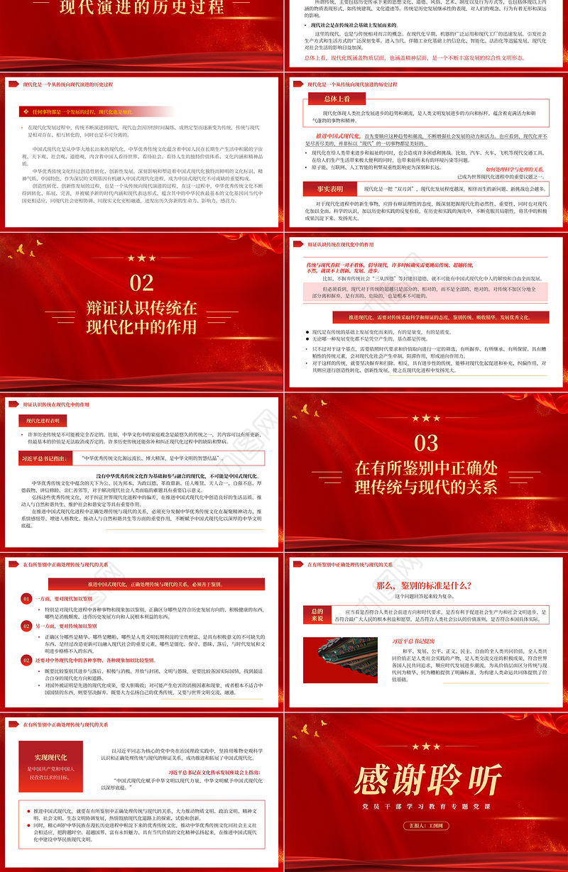 2023把握好现代化进程中传统与现代的关系PPT大气精美风党员干部学习教育专题党课课件