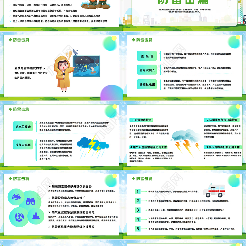 2023做好夏季四防确保安全生产PPT渐变卡通风夏季四防安全培训课件模板