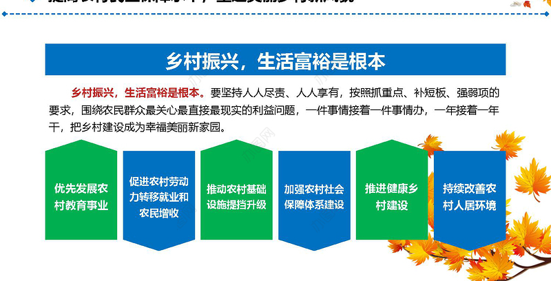 2019黄色秋天枯叶规划农村工作三农党课PPT模板
