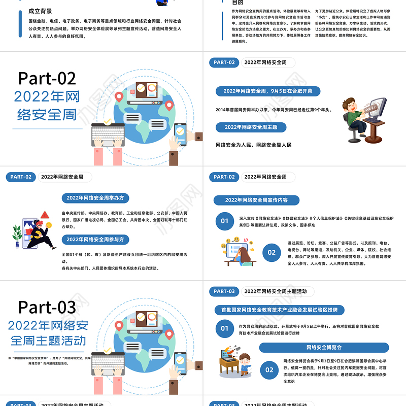2022网络安全周PPT卡通风网络安全为人民网络安全靠人民主题课件模板下载