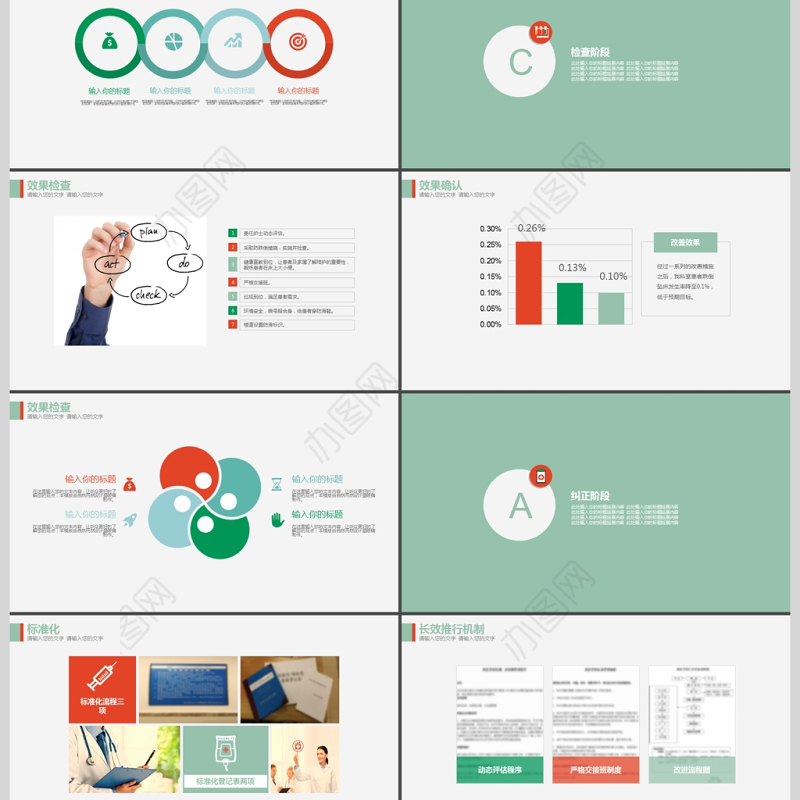 卡通图标创意医院护理PDCA案例汇报PPT