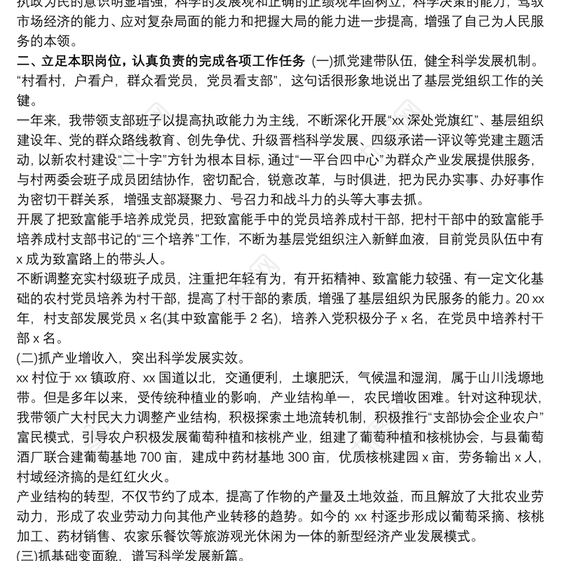 最新20xx年村党支部书记个人工作总结