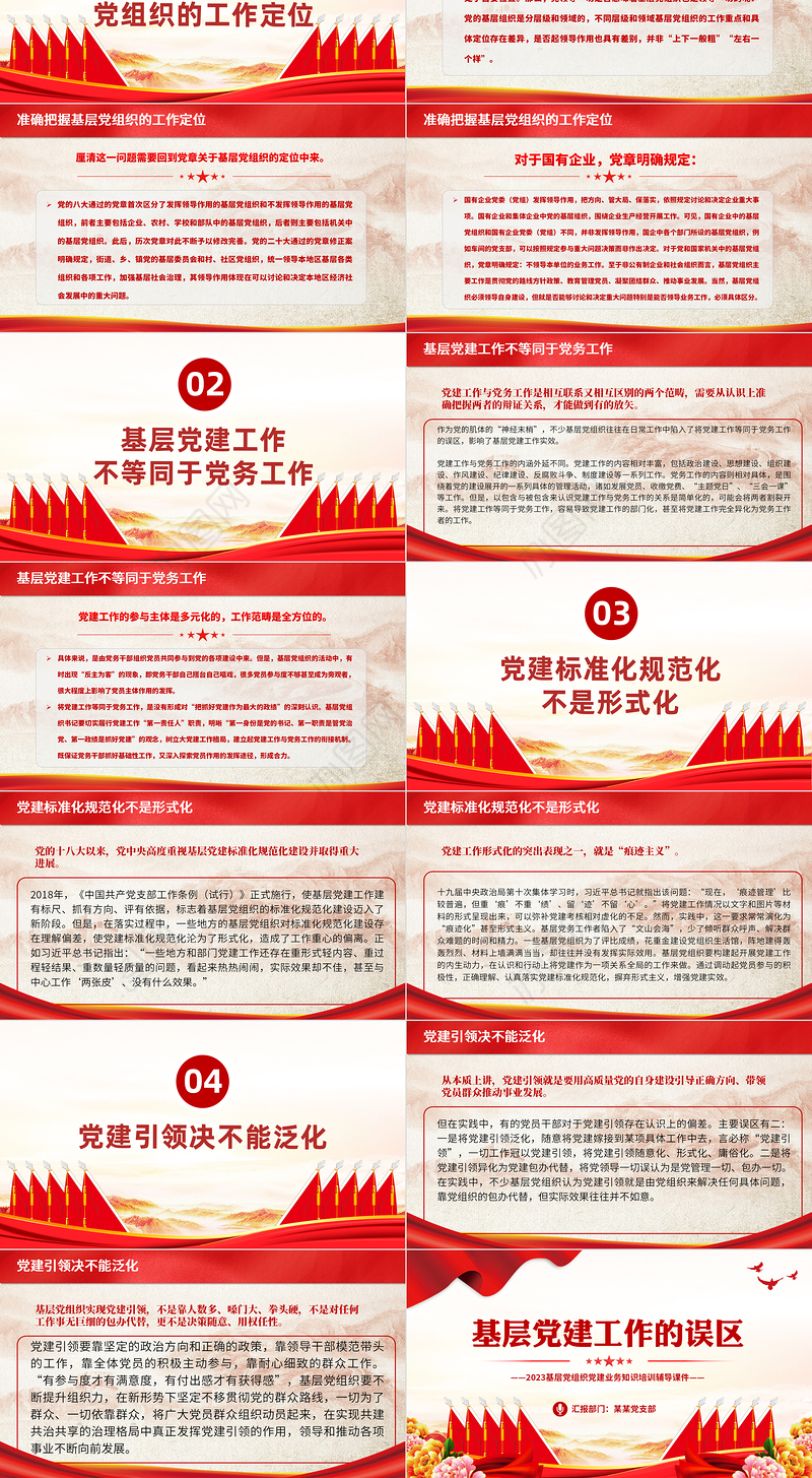基层党建工作的误区PPT红色简洁2023基层党组织党建业务知识培训辅导课件