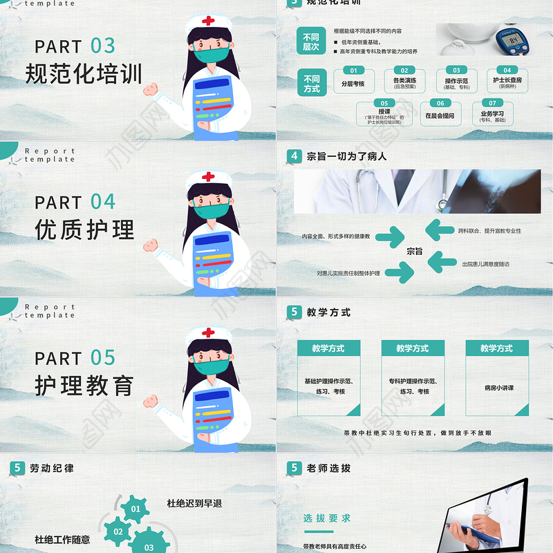 2022护士长述职报告PPT创意清新完整框架述职专用PPT