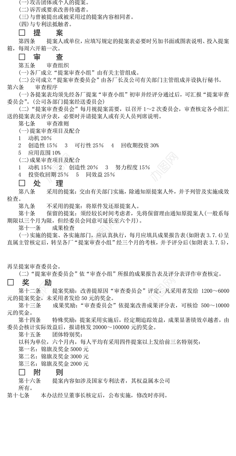 创意提案改善的制度