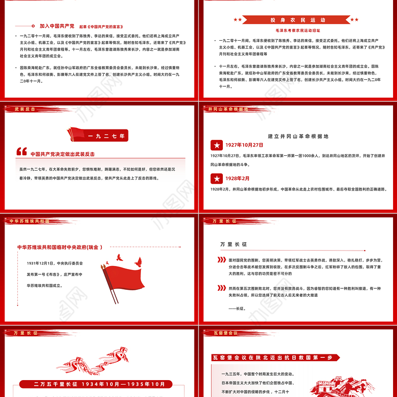 2022毛泽东129周年诞辰PPT红色复古党政风毛泽东诞辰129周年课件模板