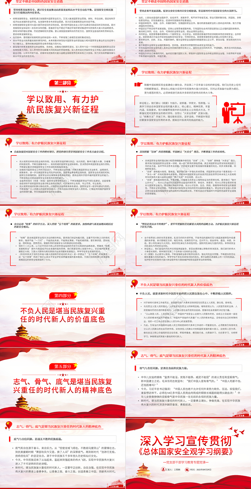 2022深入学习宣传贯彻《总体国家安全观学习纲要》PPT党建风基层党委党支部干部学习教育专题党课课件