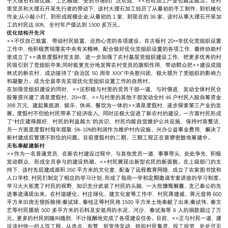 优秀农村共产党员事迹材料3篇