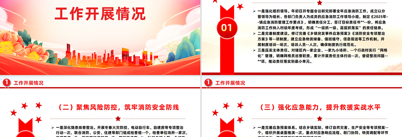 精美大气应急消防管理办公室2025年上半年工作情况报告PPT模板