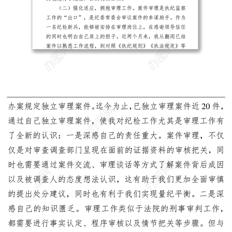 新进纪检干部个人工作总结