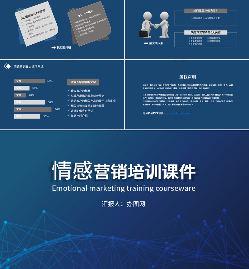 蓝色科技感情感营销培训课件PPT模板
