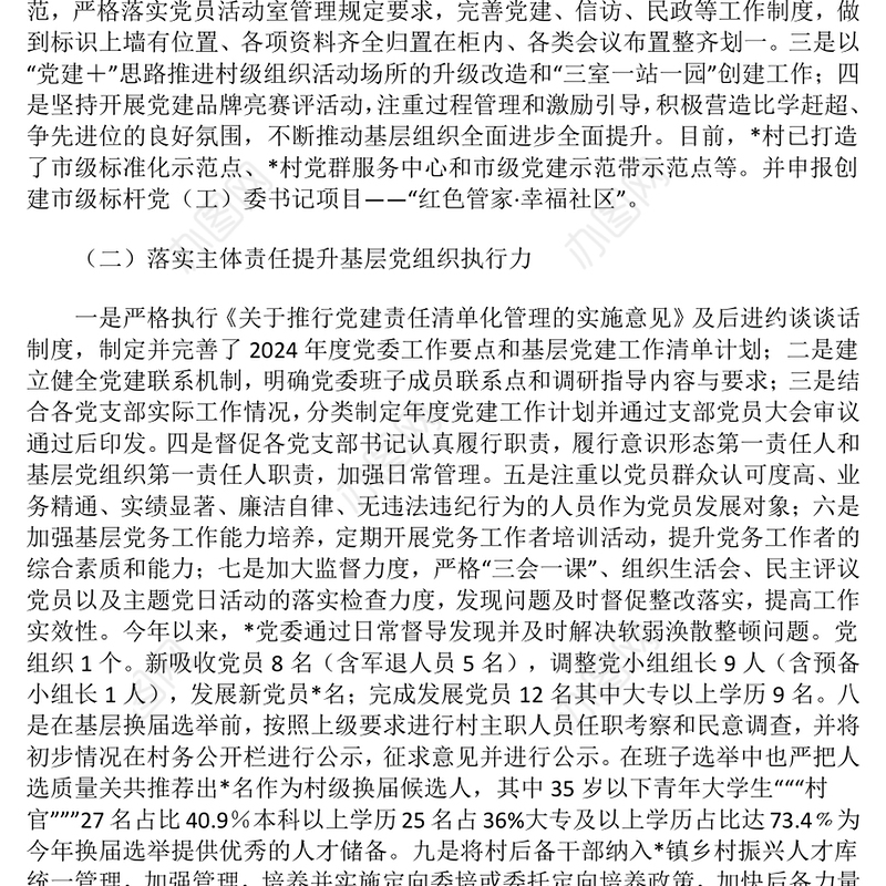 2024年抓基层党建工作总结