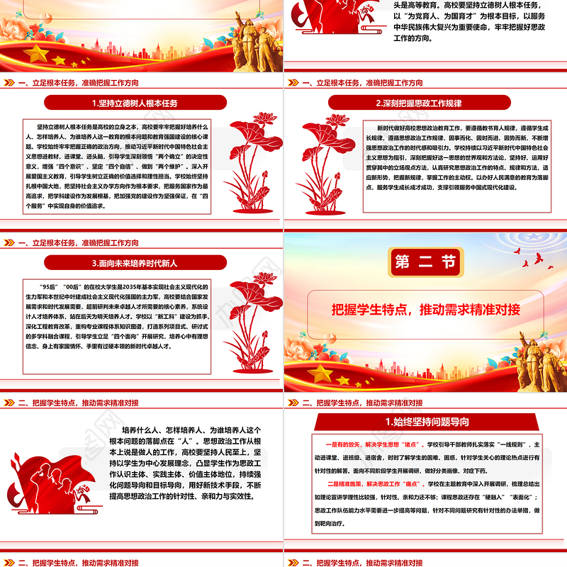 高校思政工作高质量发展“精准”新阶段ppt大气红色加快建设教育强国高校党组织微党课